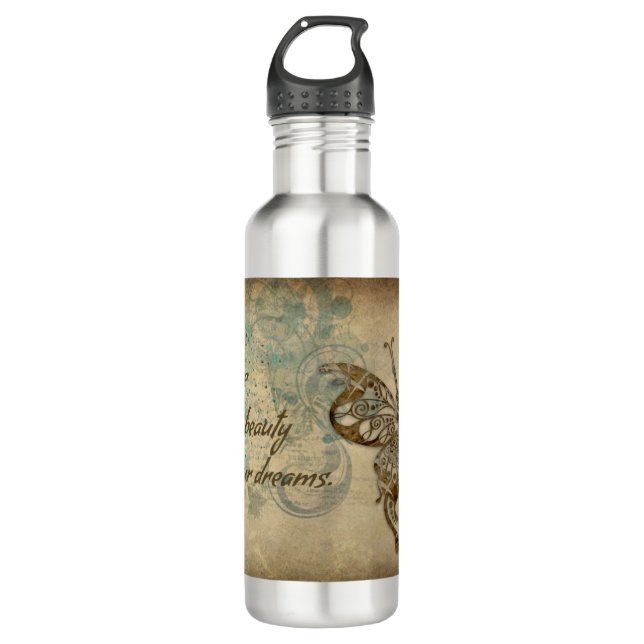 Butterfly and Believe Quote Stainless Steel Water Bottle (Front)