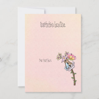 Butterfly and bird meeting at the birdhouse invitation