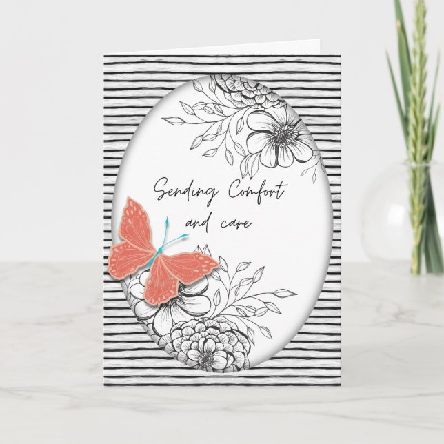 Butterfly and Botanicals Sympathy  Card (Front)