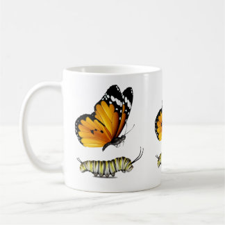 Butterfly and caterpillar coffee mug