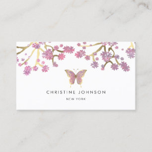 butterfly and cherry blossom design business card