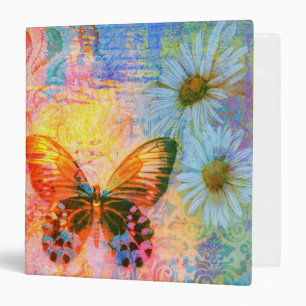 butterfly and daisies  3 ring binder