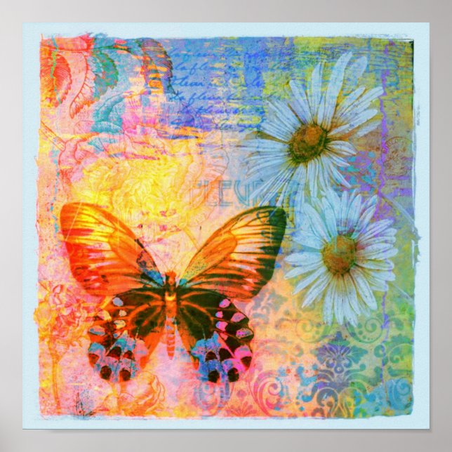 butterfly and daisies  poster (Front)
