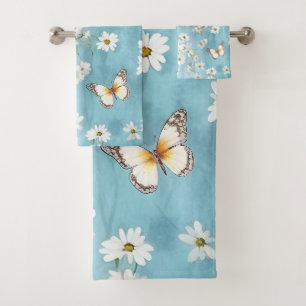 Butterfly and Daisy Delight  Bath Towel Set