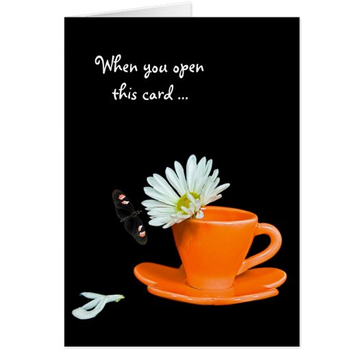 butterfly and daisy in tea cup (Front)