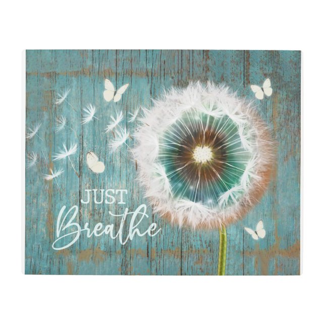Butterfly and Dandelion Painting Canvas Just Breat Metal Print (Front)