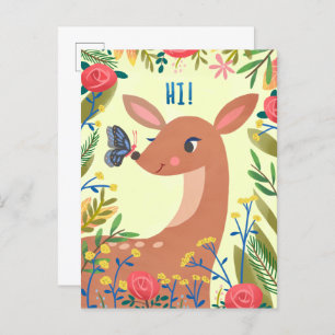 Butterfly and Deer Postcard