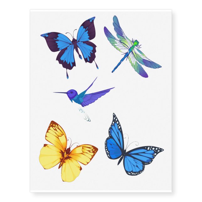 Butterfly and dragonfly temporary tattoos (Front)