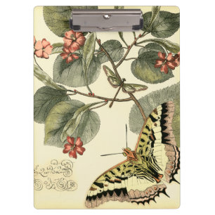 Butterfly and Dragonfly with Red Flowers Clipboard