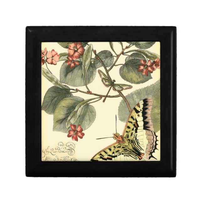 Butterfly and Dragonfly with Red Flowers Jewelry Box (Front)