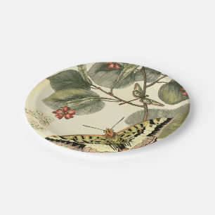 Butterfly and Dragonfly with Red Flowers Paper Plates