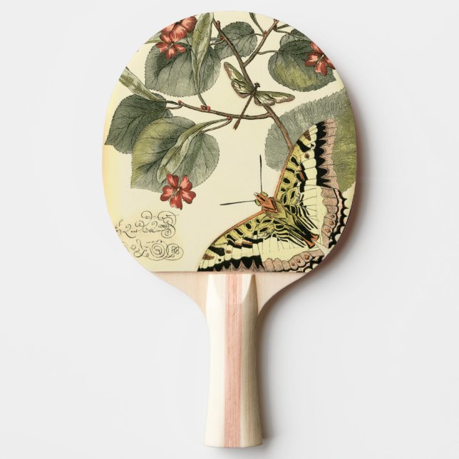 Butterfly and Dragonfly with Red Flowers Ping-Pong Paddle (Front)