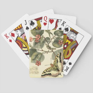 Butterfly and Dragonfly with Red Flowers Poker Cards