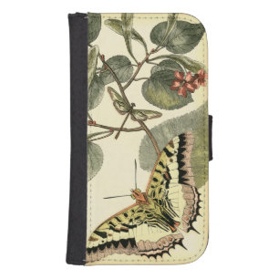 Butterfly and Dragonfly with Red Flowers Wallet Phone Case For Samsung Galaxy S4