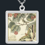 Butterfly and Dragonfly with Red Flowers Silver Plated Necklace<br><div class="desc">Vision Studio created this captivating scene of a butterfly and dragonfly fluttering near a group of red flowers. If you love nature you should get this print for yourself. It would also make an amazing gift for someone special in your life!</div>
