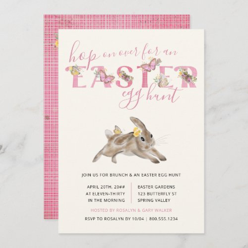 Butterfly and Easter Bunny Brunch and Egg Hunt Invitation