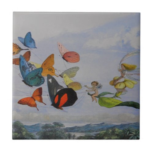 Butterfly and Fairy Queen Butterflies Fairies Ceramic Tile