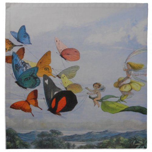 Butterfly and Fairy Queen Butterflies Fairies Cloth Napkin