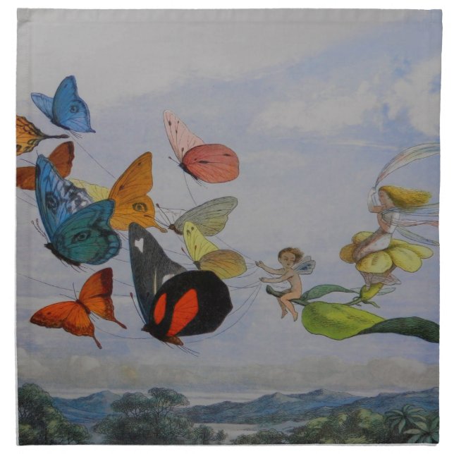 Butterfly and Fairy Queen Butterflies Fairies Cloth Napkin (Front)