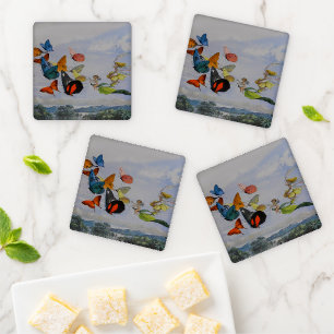 Butterfly and Fairy Queen Butterflies Fairies Coaster Set