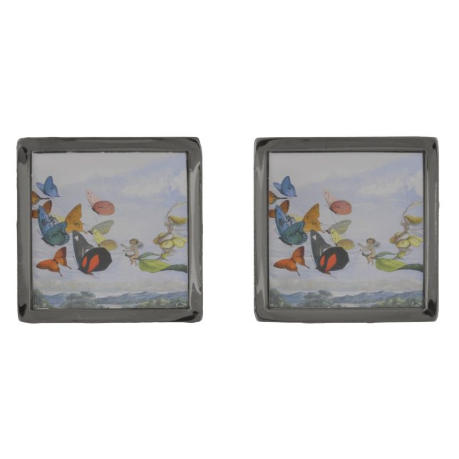 Butterfly and Fairy Queen Butterflies Fairies Cufflinks (Front)