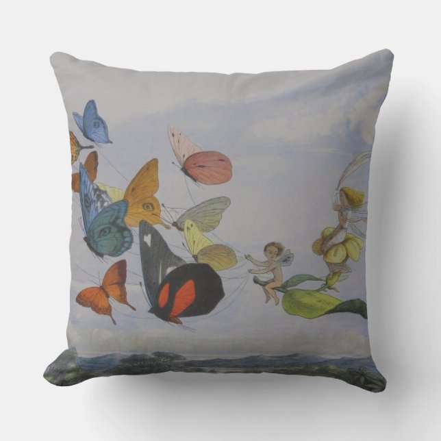 Butterfly and Fairy Queen Butterflies Fairies Outdoor Pillow (Front)