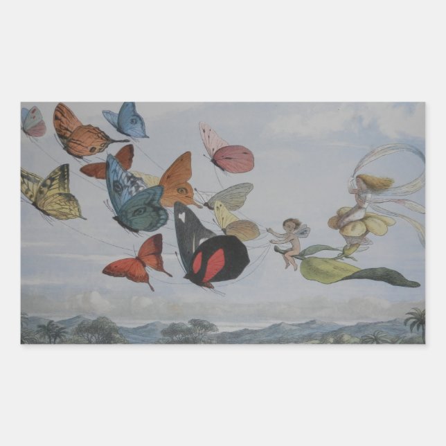 Butterfly and Fairy Queen Butterflies Fairies Rectangular Sticker (Front)