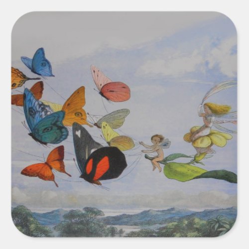 Butterfly and Fairy Queen Butterflies Fairies Square Sticker