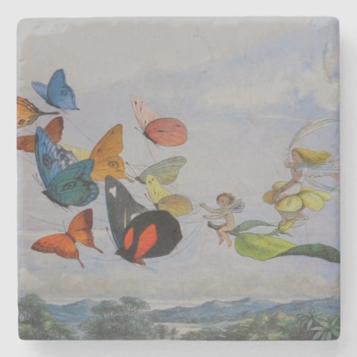 Butterfly and Fairy Queen Butterflies Fairies Stone Coaster