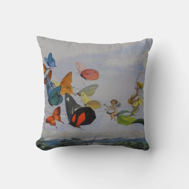 Butterfly and Fairy Queen Butterflies Fairies Throw Pillow (Front)