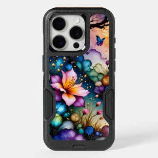Butterfly and Fantasy Flowers iPhone 15 Pro Case