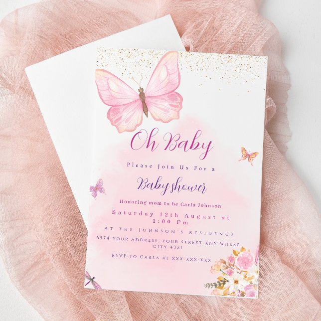 Butterfly and floral baby shower invitation  (Creator Uploaded)