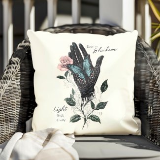 Butterfly and Floral Glove Art Throw Pillow