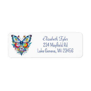 Butterfly and Floral Heart Label