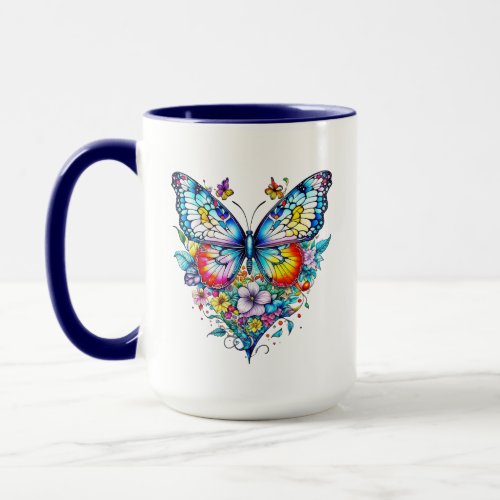 Butterfly and Floral Heart Personalized Mug