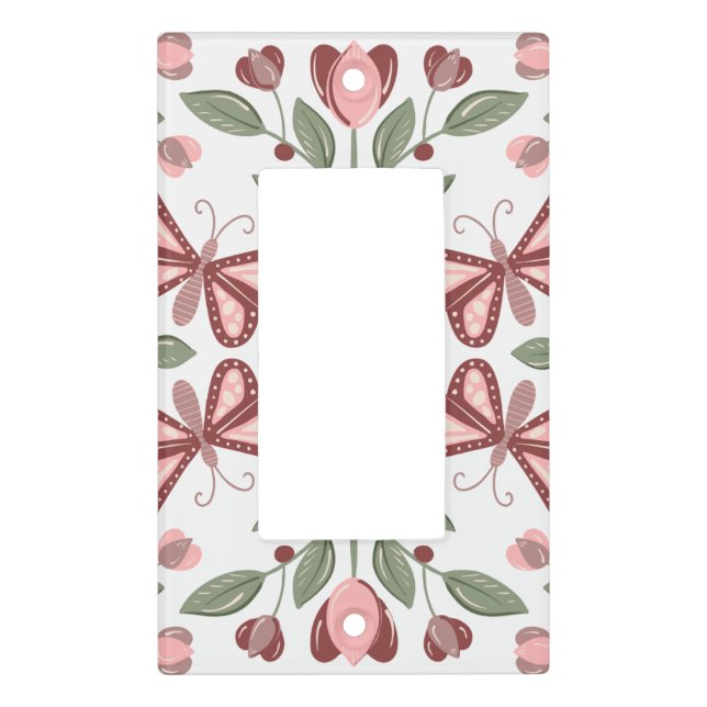 Butterfly and Floral Light Switch Cover (Front)