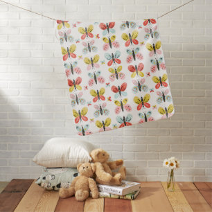 Butterfly And Floral Pattern Baby Blanket