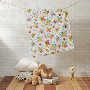 Butterfly And Floral Pattern Baby Blanket