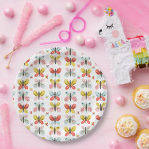 Butterfly And Floral Pattern Paper Plates