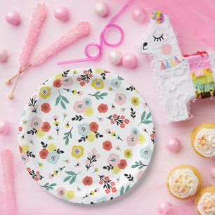 Butterfly And Floral Pattern Paper Plates
