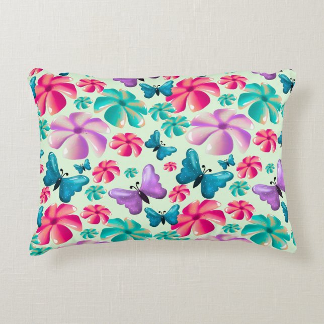 Butterfly and Flower Aesthetic pattern  Accent Pillow (Front)