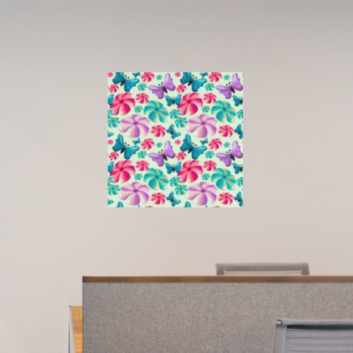Butterfly and Flower Aesthetic pattern  Wall Decal
