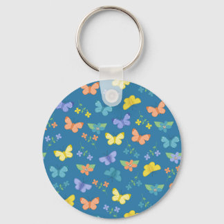 Butterfly And Flower Art Keychain