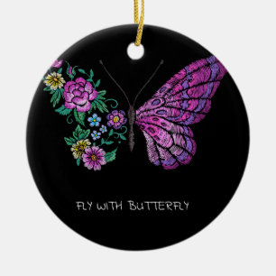 butterfly and flower floral butterflies wings yout ceramic ornament