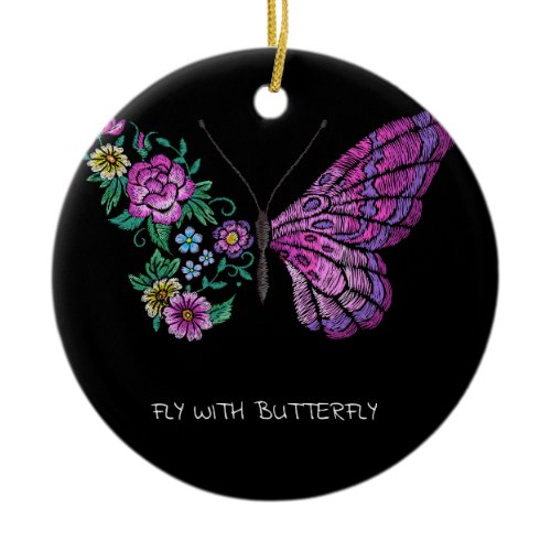 butterfly and flower floral butterflies wings yout ceramic ornament