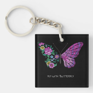 butterfly and flower floral butterflies wings yout keychain