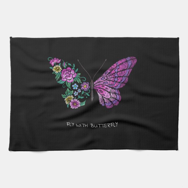 butterfly and flower floral butterflies wings yout kitchen towel (Horizontal)