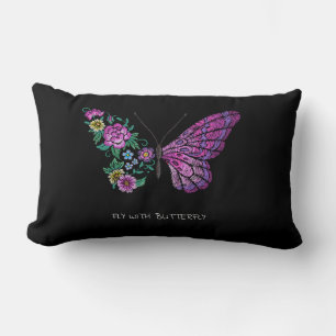 butterfly and flower floral butterflies wings yout lumbar pillow
