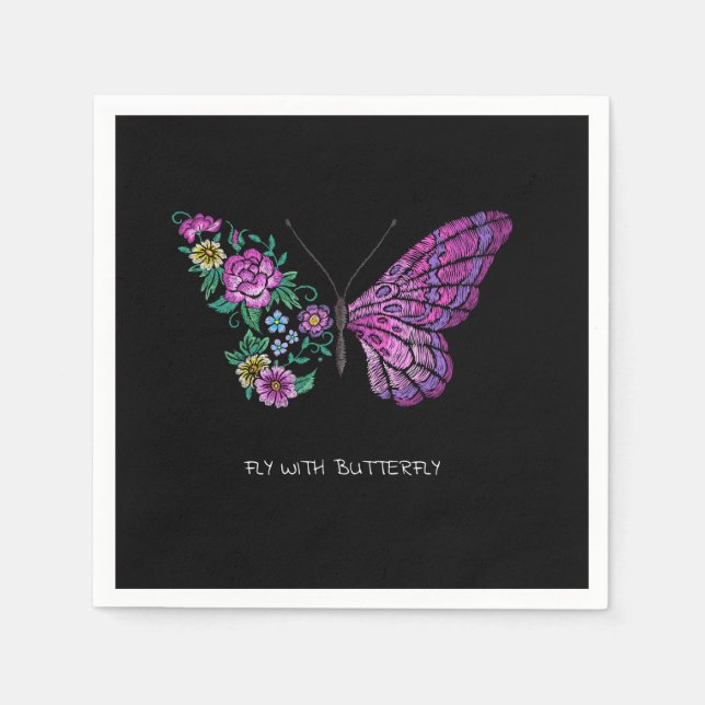 butterfly and flower floral butterflies wings yout napkins (Front)