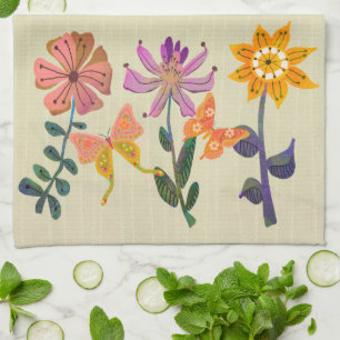 Butterfly and Flower Friendship Kitchen Tea Towel